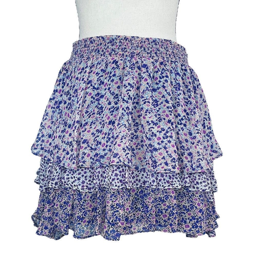 Joie Tiered Floral Silk Skirt Cottagecore Feminine